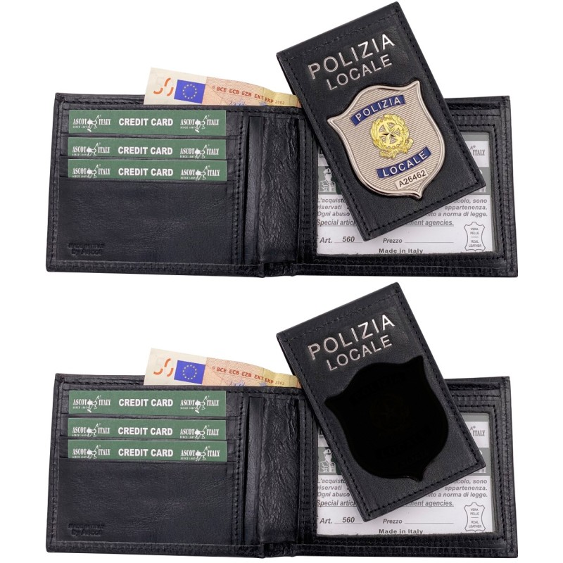 560SP Portafoglio in Pelle Polizia Locale Senza Placca by Ascot