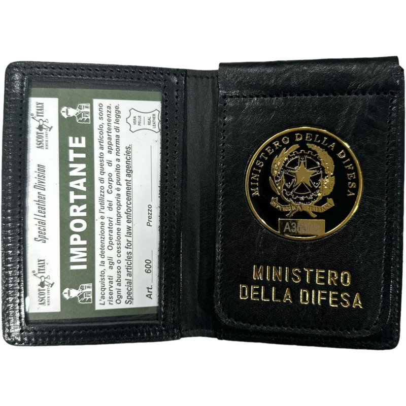 600P Portafoglio in Pelle Ministero della Difesa Con Placca by Ascot