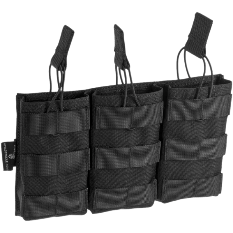 Tasca Tripla Porta Caricatori 5.56 MOLLE colore Nero By Invader Gear
