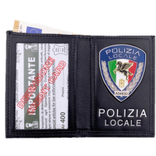 400PL Mini Portafoglio in Pelle Polizia Locale Logo Pegaso by Ascot