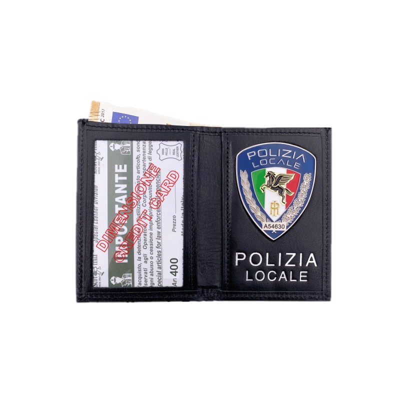 400PL Mini Portafoglio in Pelle Polizia Locale Logo Pegaso by Ascot