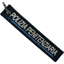 Portachiavi scritta Polizia Penitenziaria Ricamato con Anello