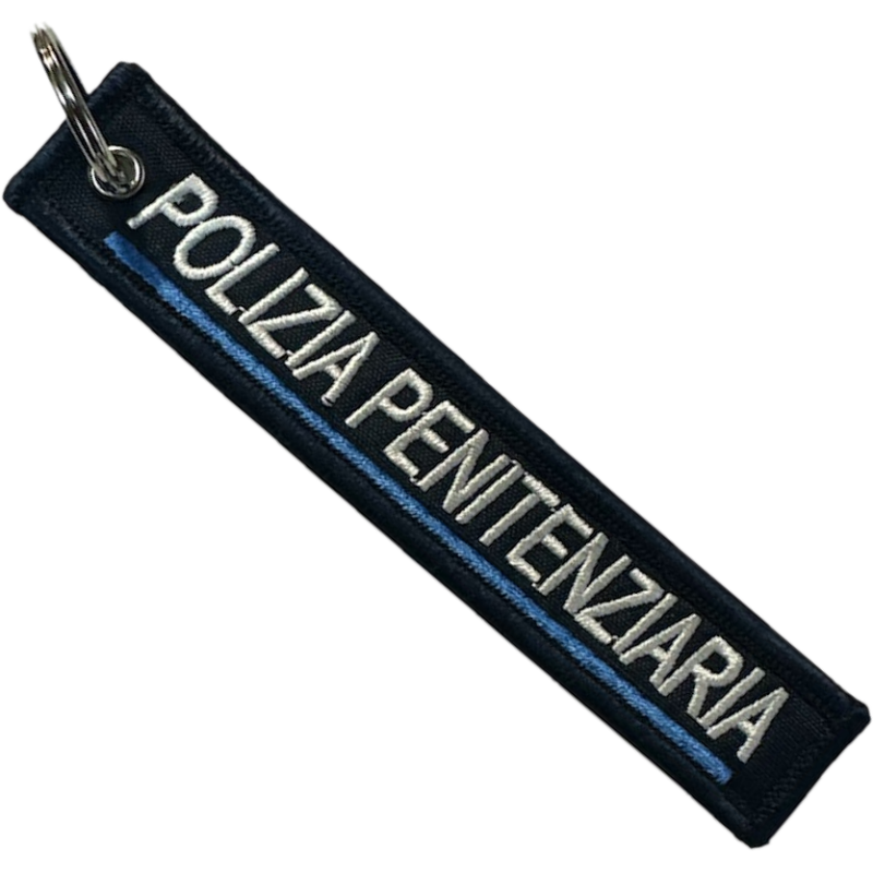 Portachiavi scritta Polizia Penitenziaria Ricamato con Anello