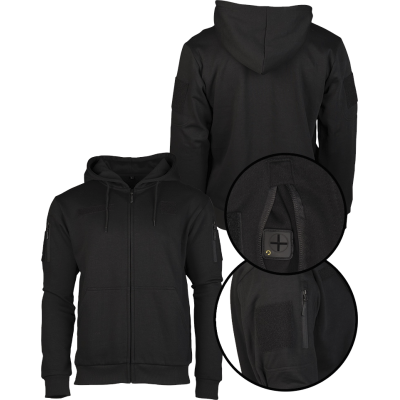 Felpa Tactical Hook Con Cappuccio Zip e Velcri Colore Nero by Mil-Tec
