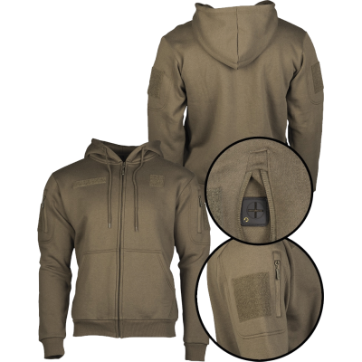 Felpa Tactical Hook Con Cappuccio Zip e Velcri Colore Verde by Mil-Tec