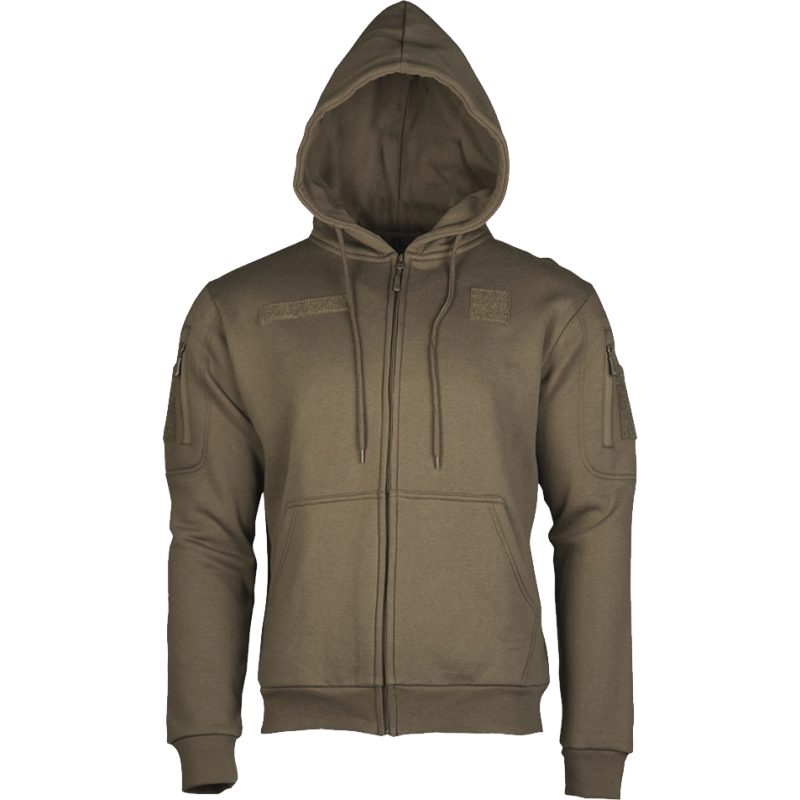 Felpa Tactical Hook Con Cappuccio Zip e Velcri Colore Verde by Mil-Tec