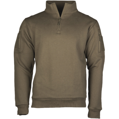 Felpa Tactical Sweatshirt Con Zip e Velcri Colore Verde by Mil-Tec