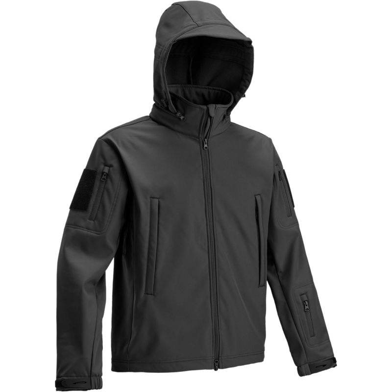Softshell Tactical Jacket con Cappuccio Occultabile Colore Nero by Def