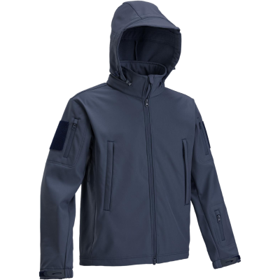 Softshell Tactical Jacket con Cappuccio Occultabile Colore Blue Navy b
