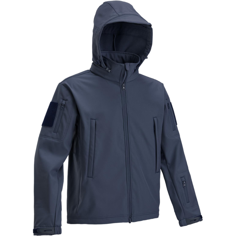 Softshell Tactical Jacket con Cappuccio Occultabile Colore Blue Navy b