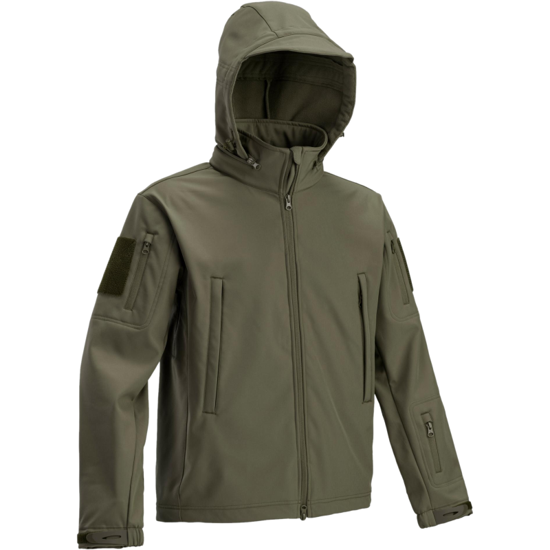Softshell Tactical Jacket con Cappuccio Occultabile Colore OD by Defco
