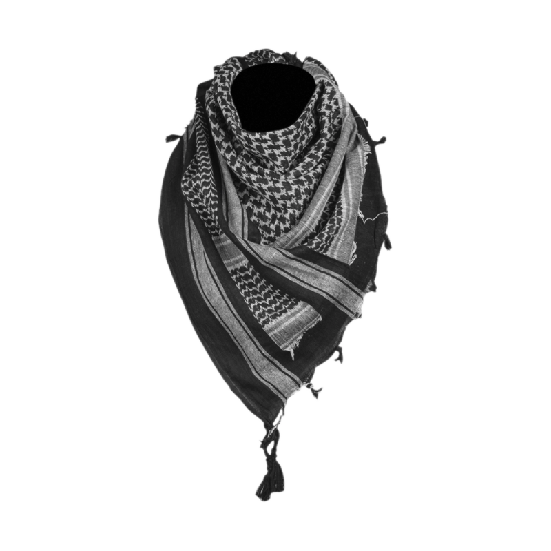 Sciarpa Shemag Kefiah in Cotone Colore Bianco/Nero by Mil-Tec