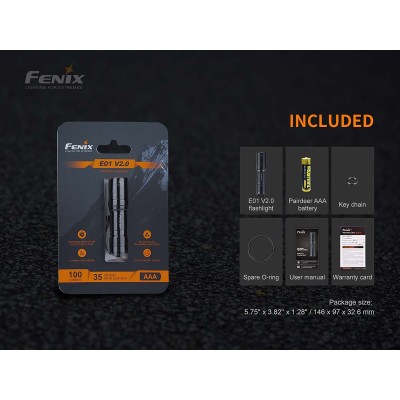 Torcia Led 100 Lumen E01 V2.0 by Fenix