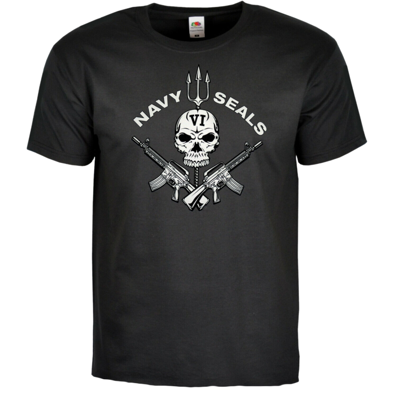 T-Shirt Stampa Navy Seals Team Six Colore Nero