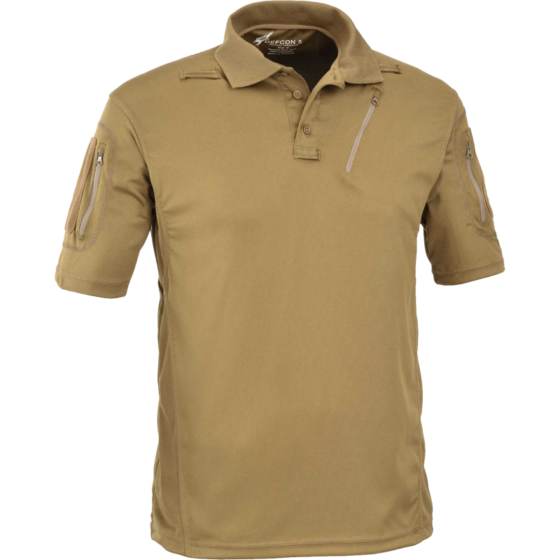 Polo Tattica Top Cool ad Asciugatura Rapida con Velcro Colore Coyote by Defcon 5